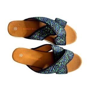 Bernie Mev Avon Flat Sandal Slide Women 11/42 Multicolor Woven Coastal NWOB